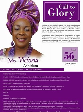 Mrs Victoria Tsotso Ashidam passes on