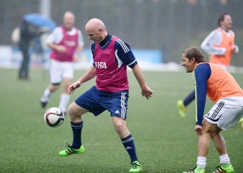 FIFA President Gianni Infantino plays football on first day on the job
