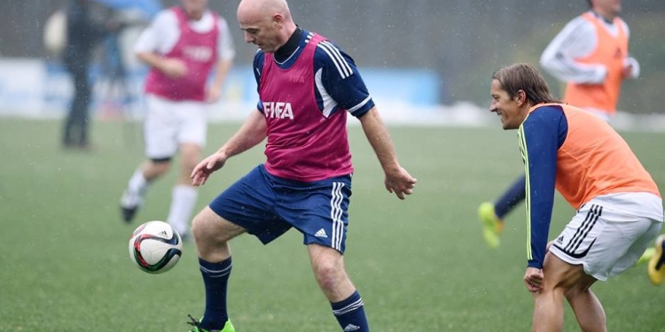 FIFA President Gianni Infantino plays football on first day on the job