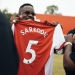 Thomas Partey gifts musician Sarkodie customised Arsenal jersey in London