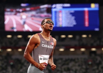 Canada’s Andre De Grasse sets new national record to win Olsonic 200m gold
