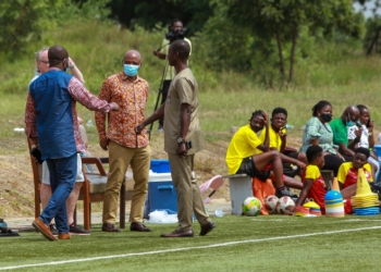 Ghana FA President Kurt Okraku visits National Female teams in Prampram