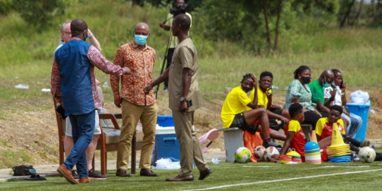 Ghana FA President Kurt Okraku visits National Female teams in Prampram