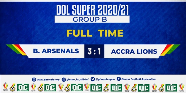 Division One League Super Cup: 10-man Berekum Arsenal beat Accra Lions to keep last 4 hopes alive