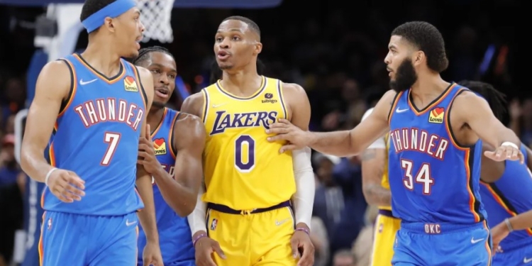 NBA: Oklahoma City Thunder shock Los Angeles Lakers with 34-point turnaround win
