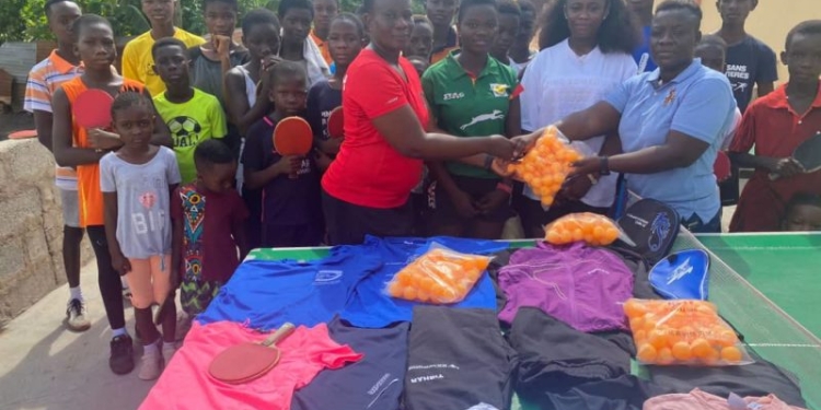 Rhoda Boadu and Efia Oforiwa donate to Asoba Table Tennis Foundation
