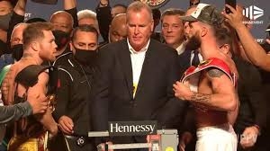 Canelo Alvarez and Caleb Plant keep grudge going at intense public weigh-in