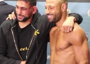 Kell Brook and Amir Khan embrace after fight amid mutual respect
