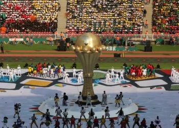 A multicultural display for the opening ceremony in Cameroon