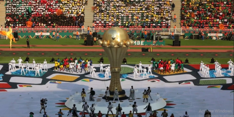 A multicultural display for the opening ceremony in Cameroon
