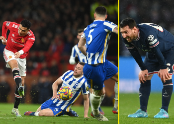 Cristiano Ronaldo ends goal drought 54 seconds after Lionel Messi has penalty saved as Manchester United edge to win over Brighton