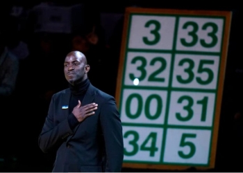 Tears, swears as Celtics retire Kevin Garnett’s No. 5 jersey