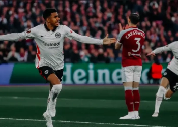 Ghanaian forward Ansgar Knauff scores as Frankfurt beat West Ham away in Europa League semi final