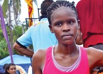 Top Kenyan athlete Emily Jepkoech arrives for Kwahu Marathon