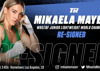 Undefeated and unified junior lightweight world champion Mikaela Mayer re-signs with Top Rank