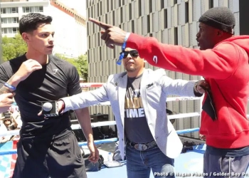 Ryan Garcia and Emmanuel Tagoe almost come to blows at Media Workout