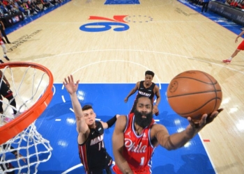 Harden, Embiid power 76ers past Heat, even series 2-2