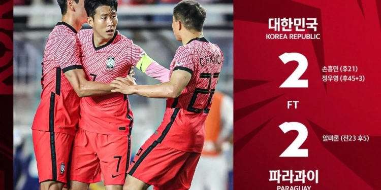 Ghana’s World Cup opponents South Korea rally from behind to draw with Paraguay in friendly