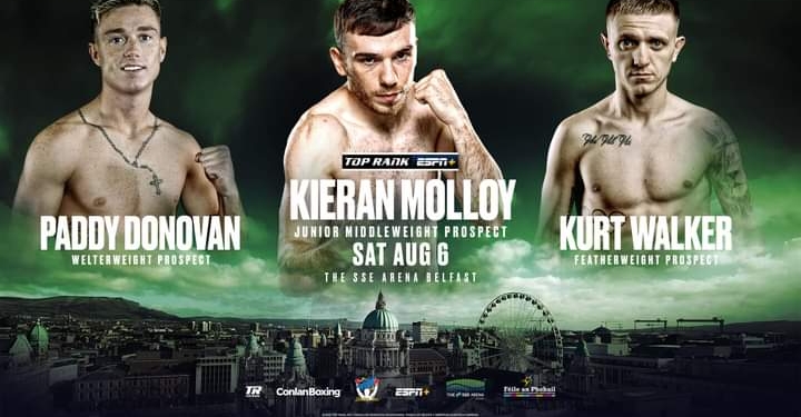 Top Rank prospects Paddy Donovan, Kurt Walker and Kieran Molloy added to Michael Conlan-Miguel Marriaga Belfast bill August 6