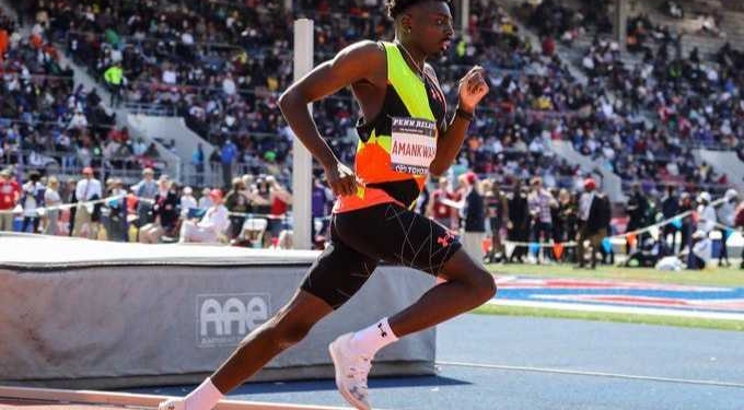 Ghanaian athlete Alex Amankwa breaks down after disqualification from the men’s 800-metres