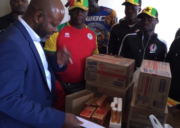 GBF executive member Alhaji Pangasur donates to Black Bombers ahead of Commonwealth Games