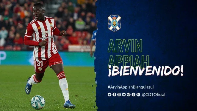 Ghanaian youngster Arvin Appiah joins Tenerife on a season-long loan from Almeria