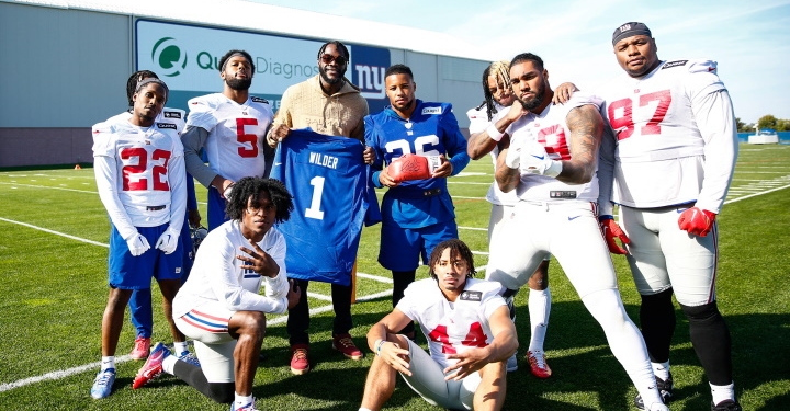 Photos: Deontay Wilder visits New York Giants facility ahead of Helenius fight