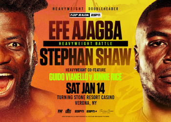 Efe Ajagba to now face Stephan Shaw in heavyweight showdown at Turning Stone Resort Casino January 14
