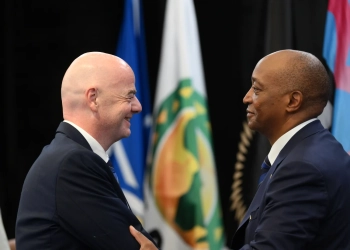 CAF President Motsepe congratulates FIFA chief Infantino on his re-election as FIFA President