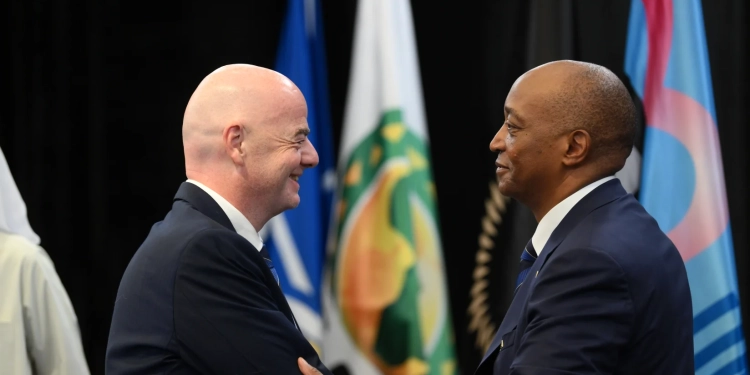 CAF President Motsepe congratulates FIFA chief Infantino on his re-election as FIFA President