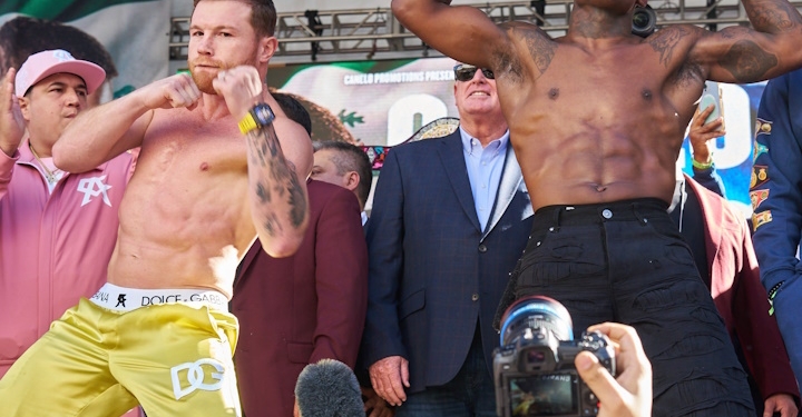 Photos: Canelo Alvarez, Jermell Charlo make weight for undisputed war in Las Vegas