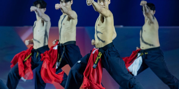 Team World Taekwondo Demo perform during the Opening Ceremony of World Combat Games 2023 (@WCGRiyadh2023 on X)