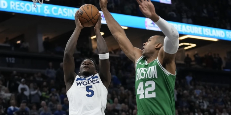 Anthony Edwards scores 38 as Wolves hand Celtics first defeat via OT 114-109