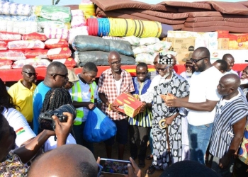 MTN Ghana Foundation present relief items worth GH¢300,000 to flood victims in Anyako