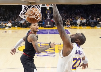 Russell and James dominate 4th quarter in Lakers’ 134-110 rout of Trail Blazers