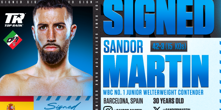 Junior welterweight contender Sandor Martin Signs co-promotional pact with Top Rank