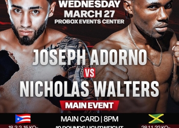 Adorno-Walters headlines March 27 edition of Wednesday Night Fights on ProBox TV