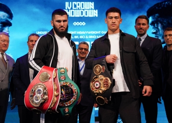 Artur Beterbiev, Dmitry Bivol meet face-to-face in London for undisputed light heavyweight clash