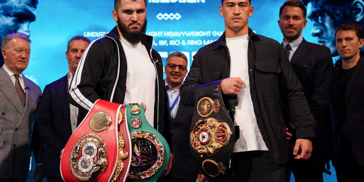 Artur Beterbiev, Dmitry Bivol meet face-to-face in London for undisputed light heavyweight clash