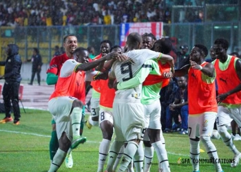 Crystal Palace celebrates Jordan Ayew’s hat trick for Ghana