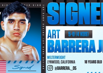 Welterweight prospect Art Barrera Jr signs promotional pact with Top Rank